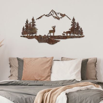 Sienų dekoracija 2 vnt. 70x38 cm elnias metalas/ruda