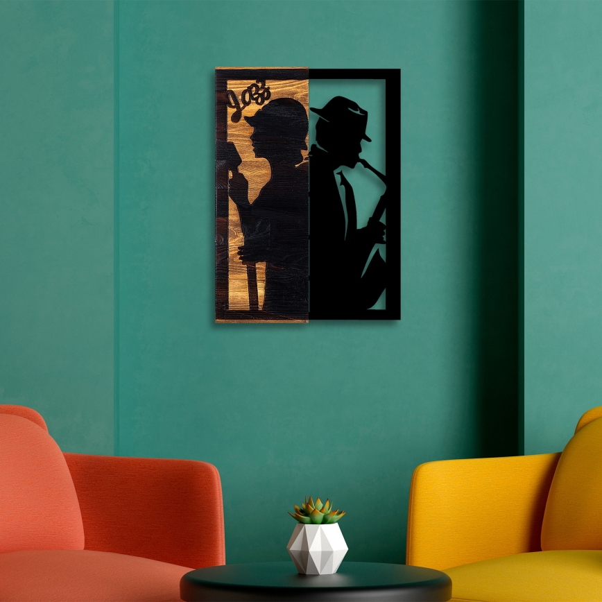 Sienų dekoracija 32x50 cm džiazas mediena/metalas