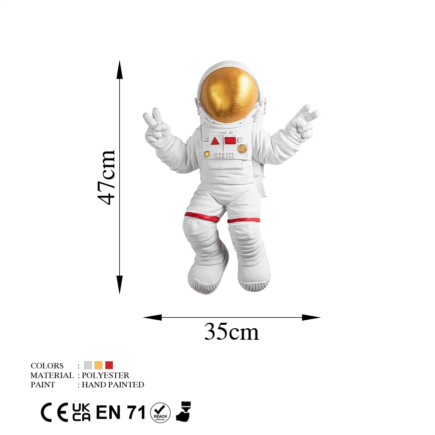 Sienų dekoracija 47x35 cm astronaut auksas