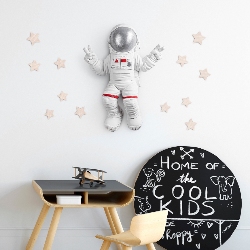 Sienų dekoracija 47x35 cm astronaut sidabras