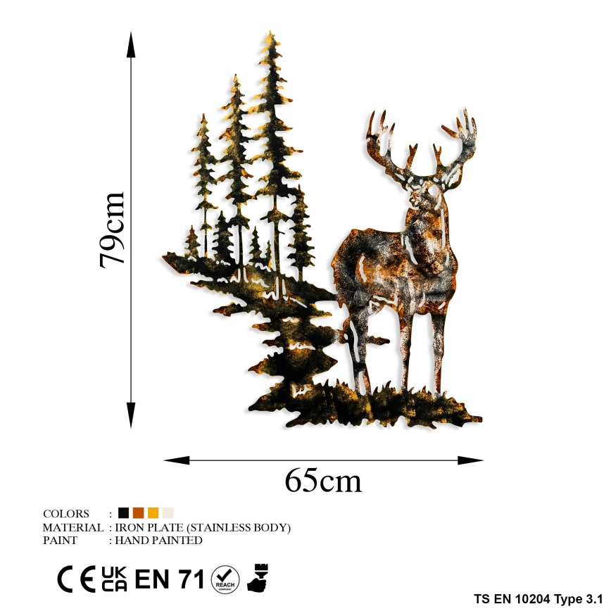 Sienų dekoracija 65x79 cm elnias metalas