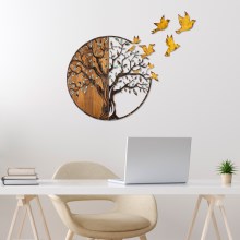 Sienų dekoracija 92x71 cm medis ir paukščiai medis/metalas