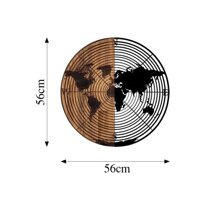 Sienų dekoracija diametras 56 cm žemėlapis