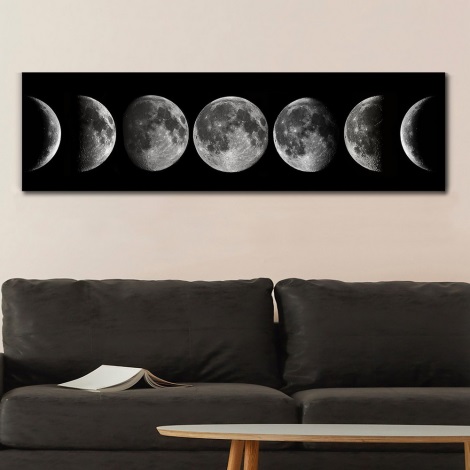 Sienų piešinys ant drobės 50x120 cm mėnulio fazės