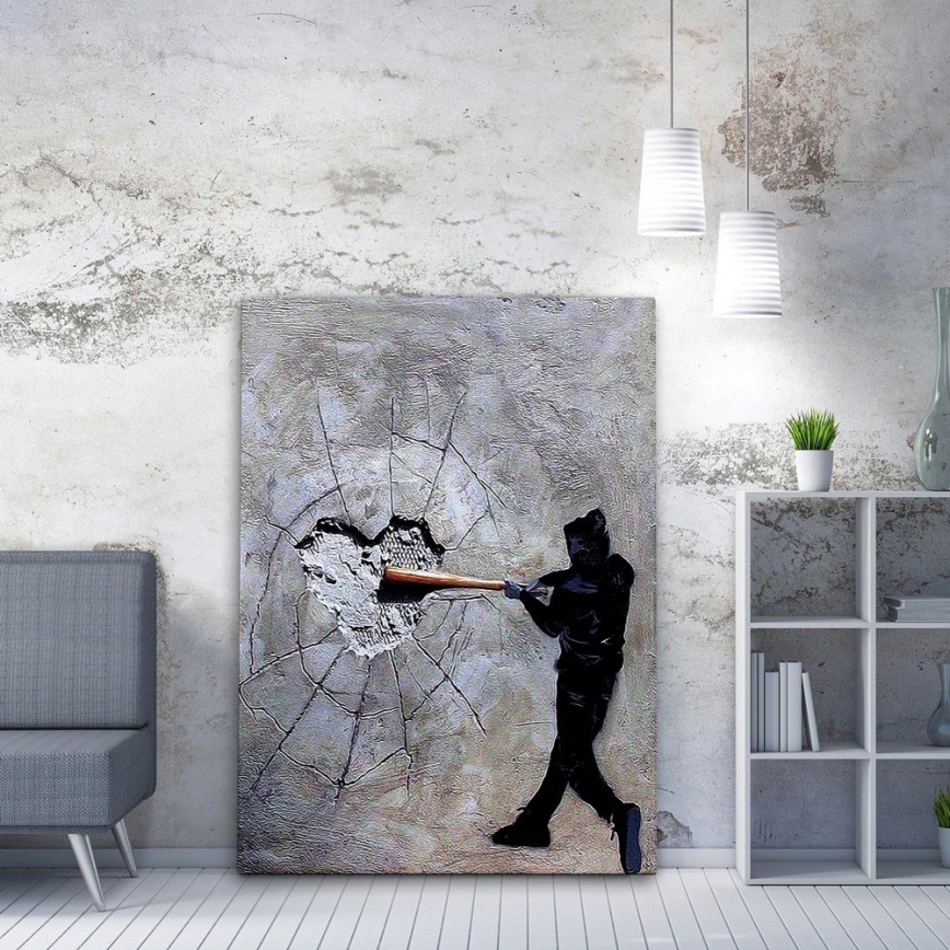 Sienų tapyba ant drobės 100x70 cm pilka/juoda