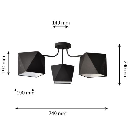 Sietynas ADAMANT 3xE27/15W/230V juoda