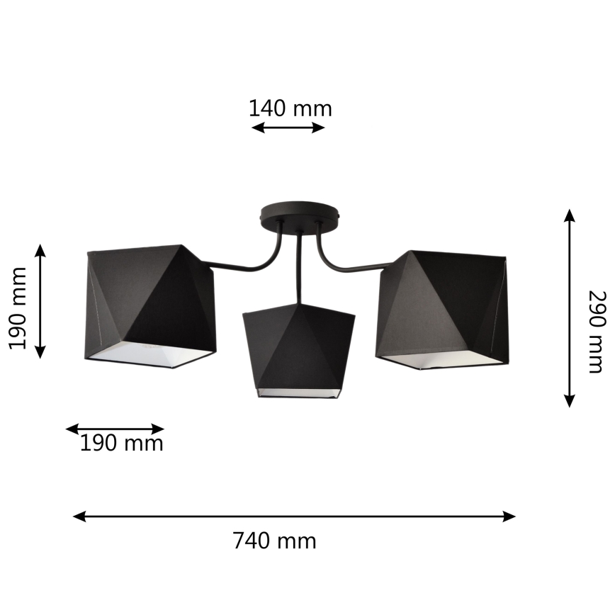Sietynas ADAMANT 3xE27/15W/230V juoda
