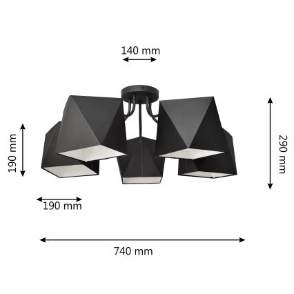 Sietynas ADAMANT 5xE27/15W/230V juoda