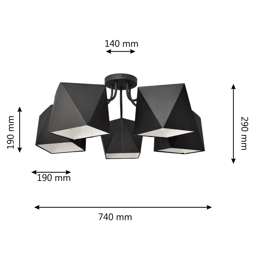 Sietynas ADAMANT 5xE27/15W/230V juoda