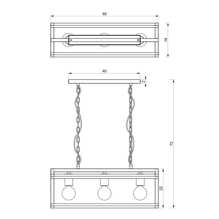 Sietynas ant grandinės ARNOLD 3xE27/60W/230V juodas