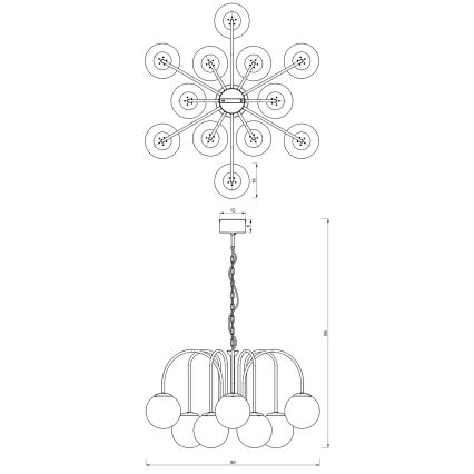 Sietynas ant grandinės CAMBRIDGE 12xE14/60W/230V juodas