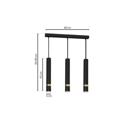 Sietynas ant grandinės JOKER 3xGU10/25W/230V juodas