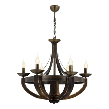 Sietynas ant grandinės KOBE 6xE14/40W/230V rudos spalvos