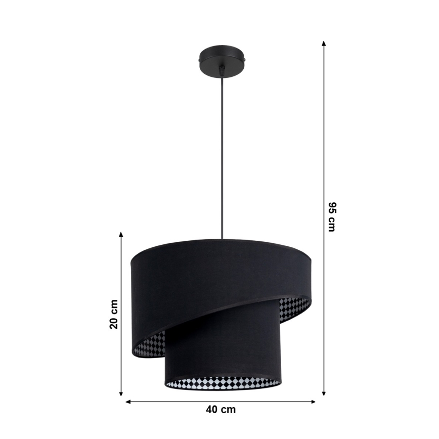 Sietynas ant grandinės LORI 1×E27/60W/230V Juodas