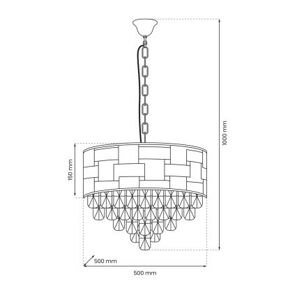 Sietynas ant grandinės LUXURIA 9xE14/40W/230V aukso