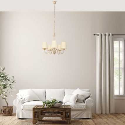 Sietynas ant grandinės MALBO 5xE27/15W/230V smėlio