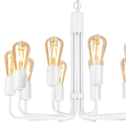 Sietynas ant grandinės TIFFANY 10xE27/60W/230V baltas
