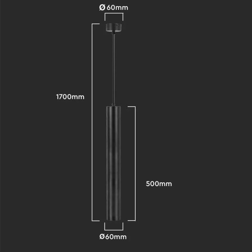 Sietynas ant stulpo  1xGU10/35W/230V 50 cm juodas