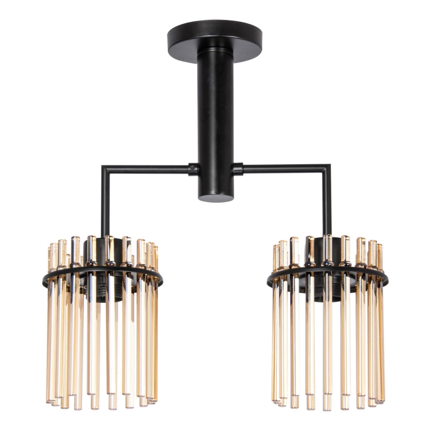 Sietynas ant stulpo 2xE27/60W/230V juoda/dūminis
