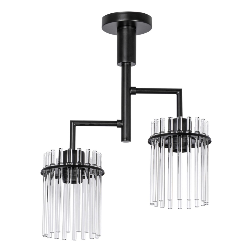 Sietynas ant stulpo 2xE27/60W/230V juoda/permatoma