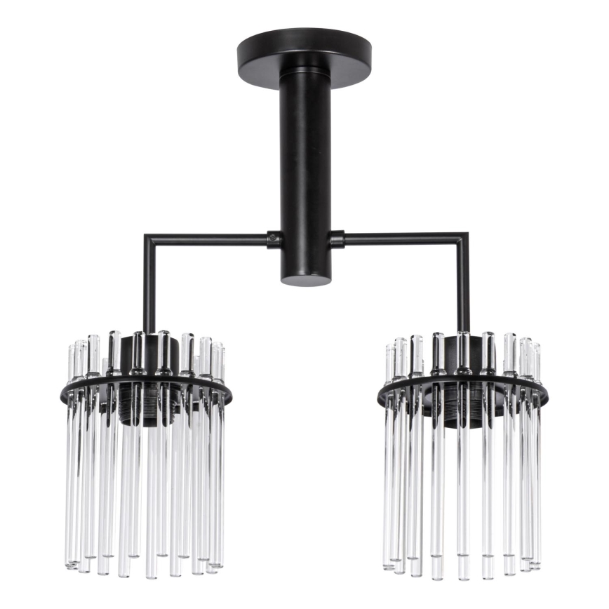 Sietynas ant stulpo 2xE27/60W/230V juoda/permatoma