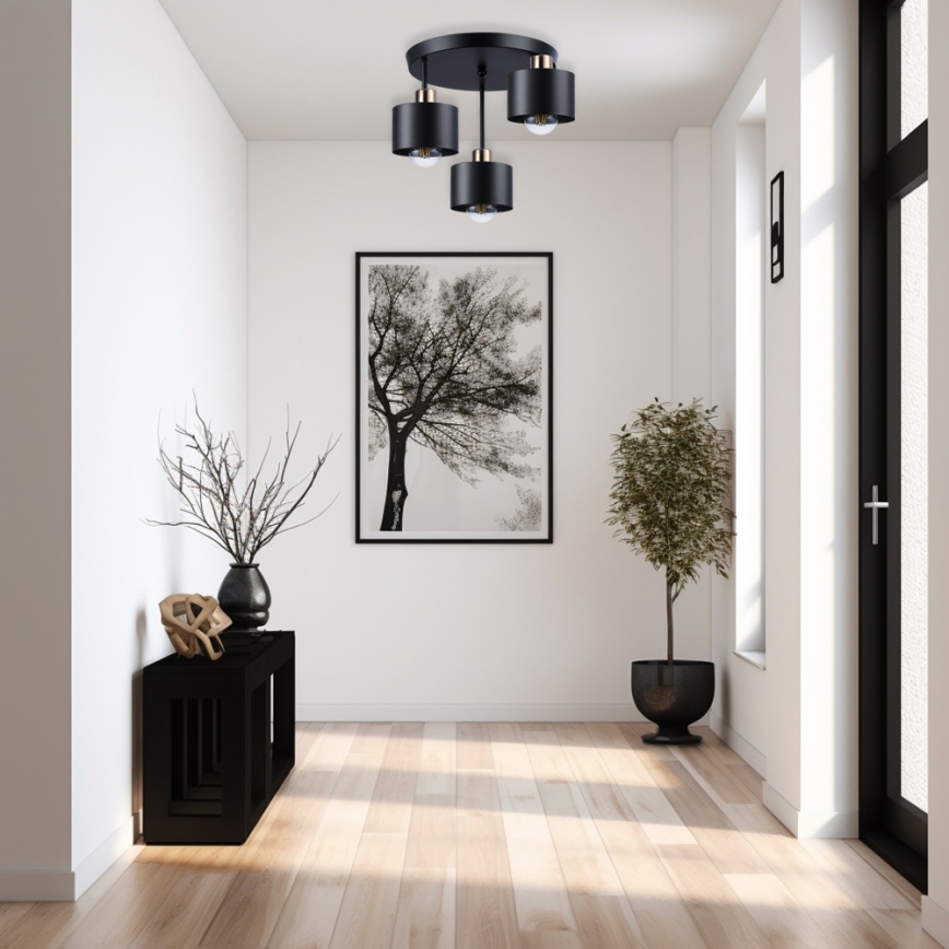 Sietynas ant stulpo 3xE27/35W/230V diametras 30 cm juoda/auksas