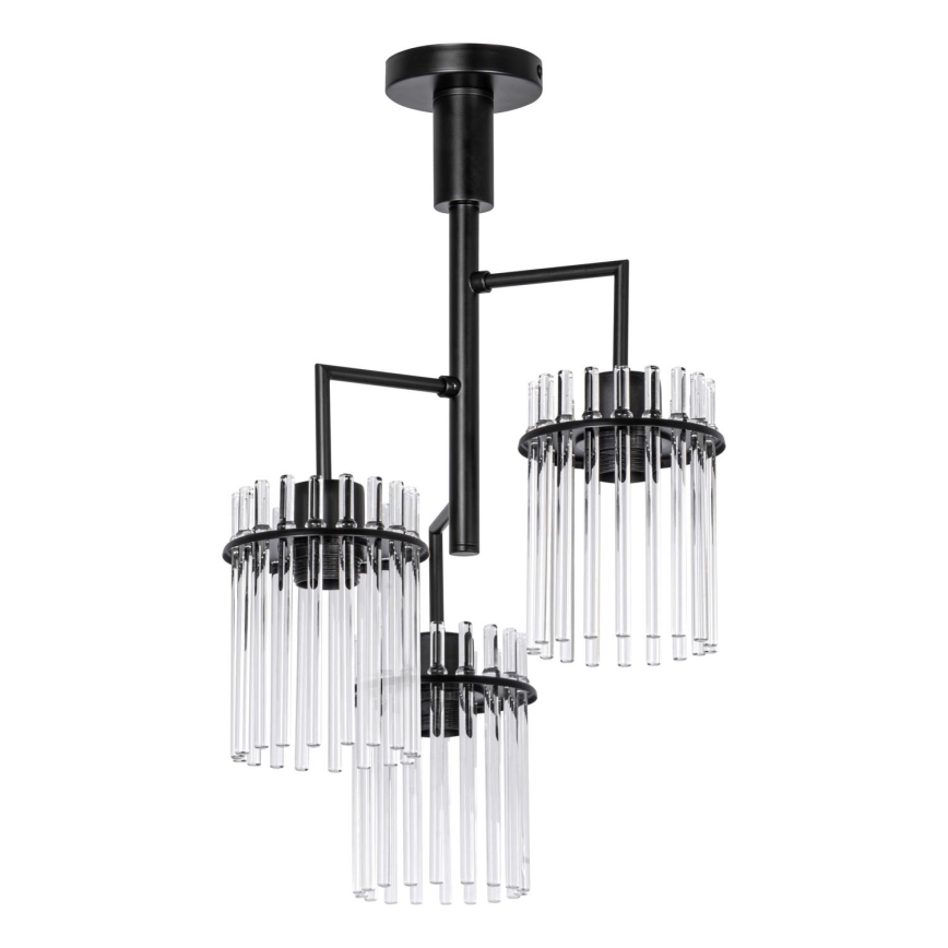 Sietynas ant stulpo 3xE27/60W/230V juoda/permatoma