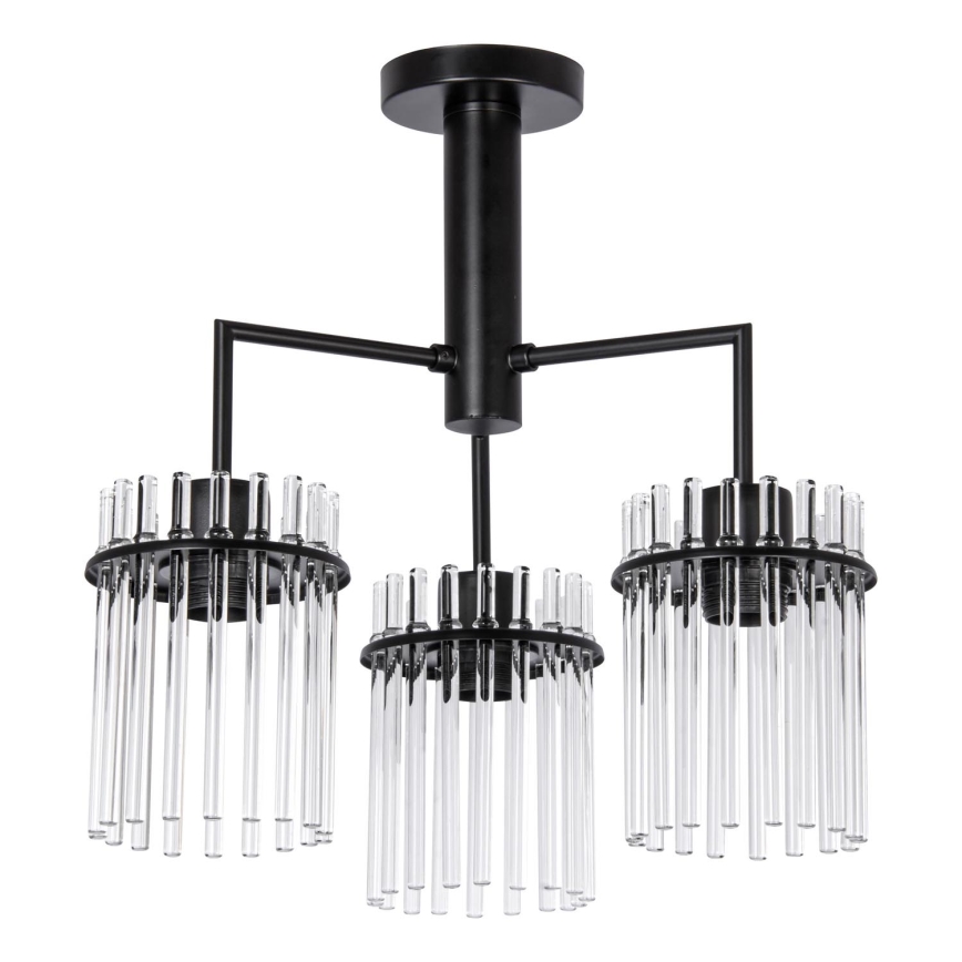Sietynas ant stulpo 3xE27/60W/230V juoda/permatoma