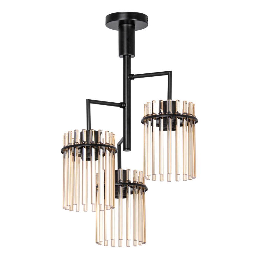 Sietynas ant stulpo 3xE27/60W/230V juoda/smėlio spalva