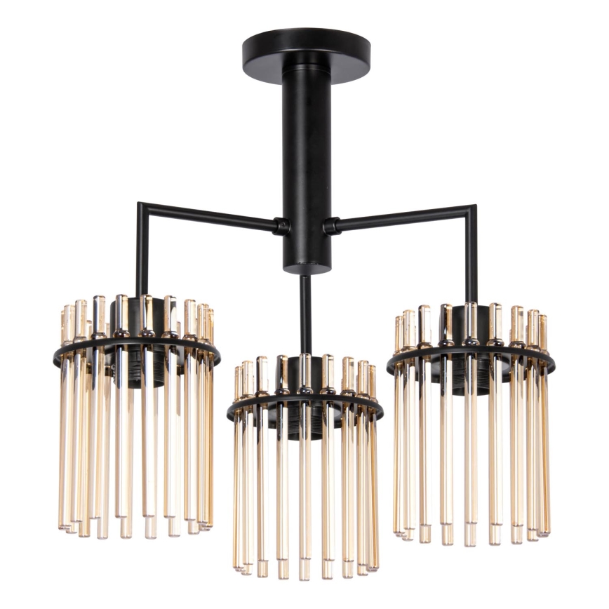 Sietynas ant stulpo 3xE27/60W/230V juoda/smėlio spalva