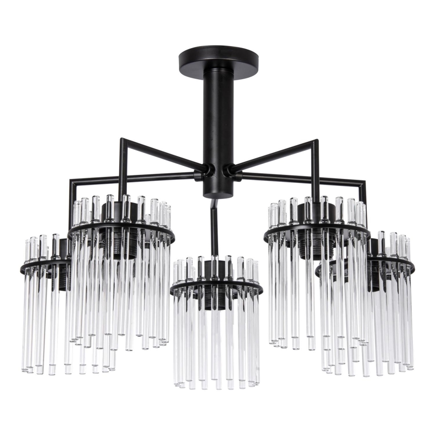 Sietynas ant stulpo 5xE27/60W/230V juoda/permatoma