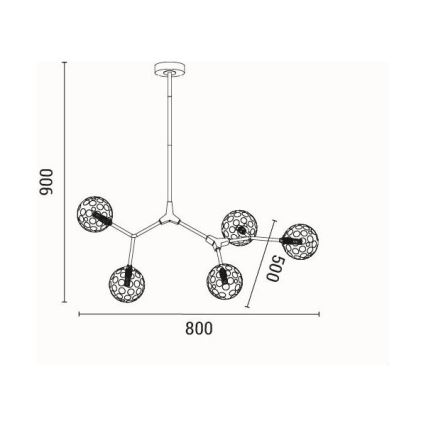 Sietynas ant stulpo 5xG9/15W/230V pilka