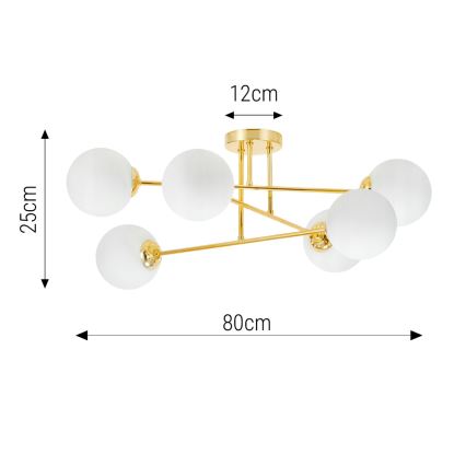 Sietynas ant stulpo 6xE27/35W/230V diametras 80 cm auksas