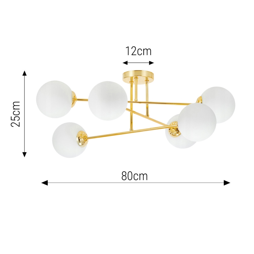 Sietynas ant stulpo 6xE27/35W/230V diametras 80 cm auksas