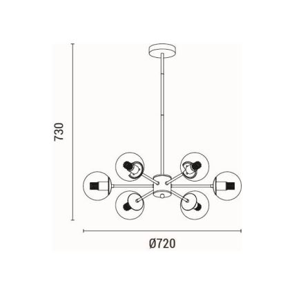 Sietynas ant stulpo 6xE27/40W/230V žalvaris