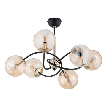 Sietynas ant stulpo AURORA 6xE14/10W/230V juoda/auksas