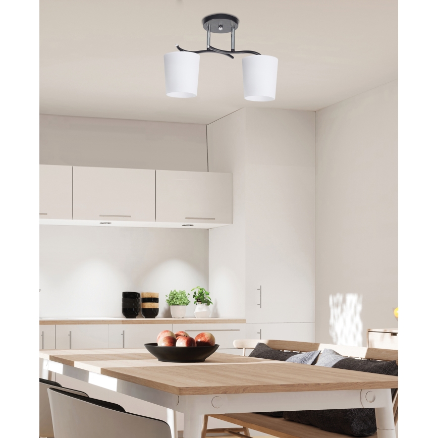 Sietynas ant stulpo ESNYR 2xE27/40W/230V juoda/balta