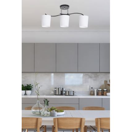 Sietynas ant stulpo ESNYR 3xE27/40W/230V juoda/balta
