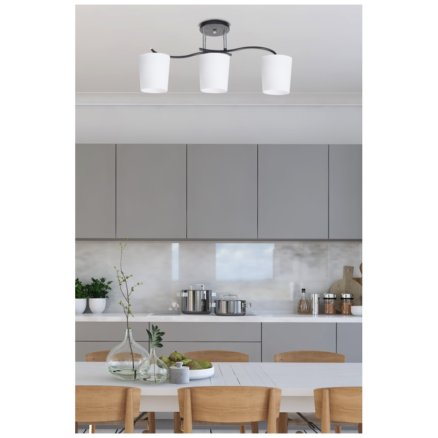 Sietynas ant stulpo ESNYR 3xE27/40W/230V juoda/balta