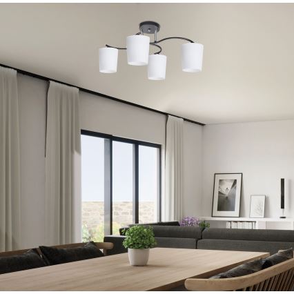 Sietynas ant stulpo ESNYR 4xE27/40W/230V juoda/balta