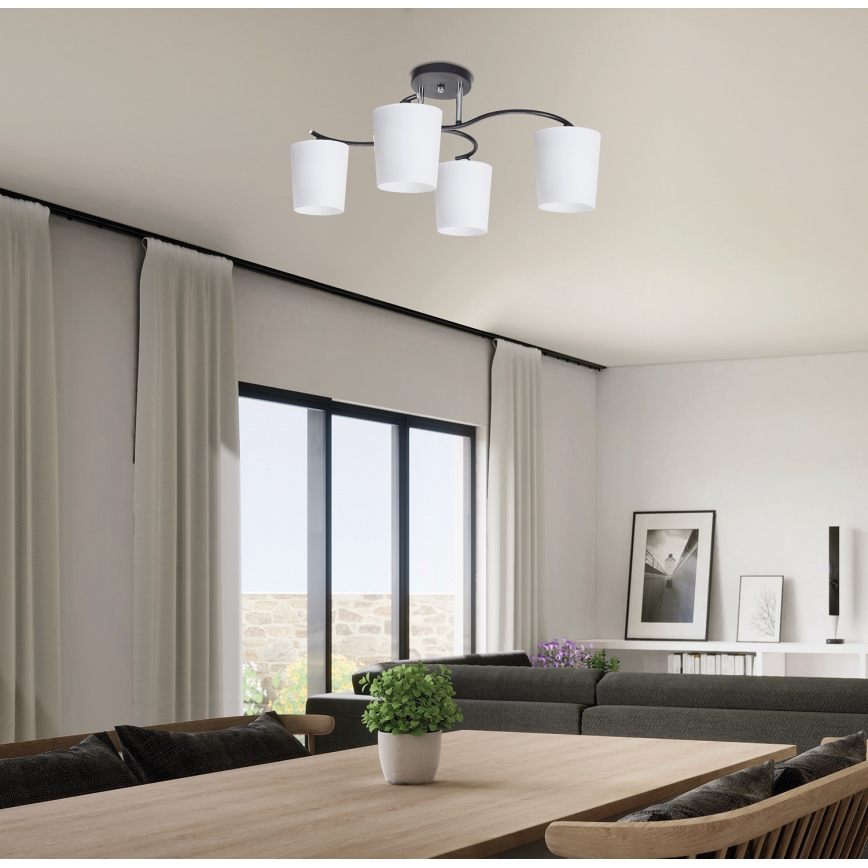 Sietynas ant stulpo ESNYR 4xE27/40W/230V juoda/balta