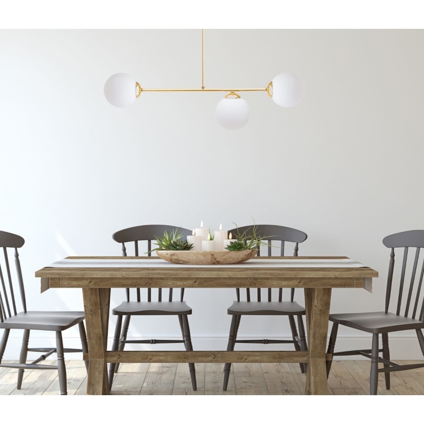 Sietynas ant stulpo FIRA 3xE27/60W/230V auksas