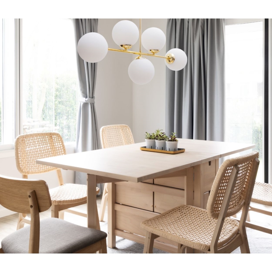 Sietynas ant stulpo FIRA 5xE27/60W/230V auksas