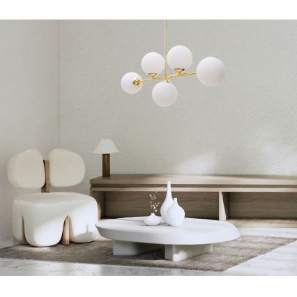 Sietynas ant stulpo FIRA 5xE27/60W/230V auksas