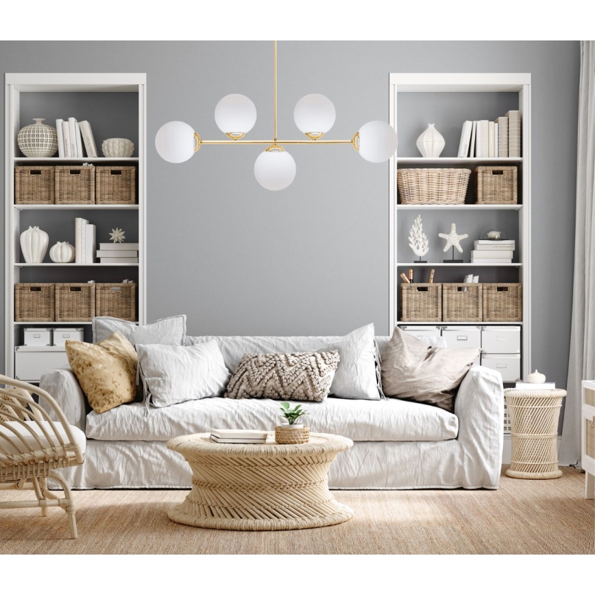 Sietynas ant stulpo FIRA 5xE27/60W/230V auksas