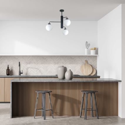 Sietynas ant stulpo FLEX 3xE27/60W/230V juoda/balta