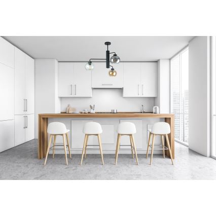 Sietynas ant stulpo FLEX 3xE27/60W/230V juoda/dūminis juoda/dūminis smėlio spalva/permatoma