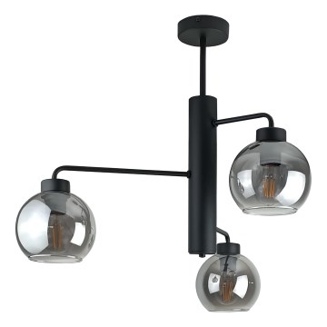 Sietynas ant stulpo FLEX 3xE27/60W/230V juoda/dūminis juoda