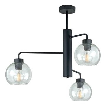 Sietynas ant stulpo FLEX 3xE27/60W/230V juoda/permatoma