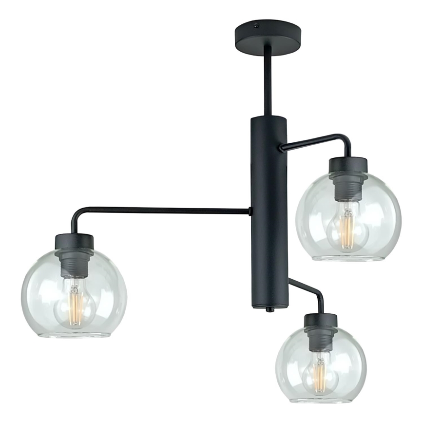 Sietynas ant stulpo FLEX 3xE27/60W/230V juoda/permatoma